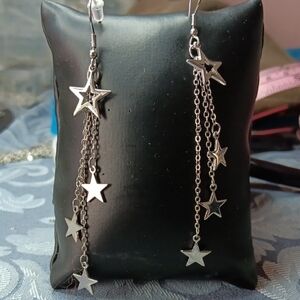 Stainless Steel Shooting Star Dangle Earrings